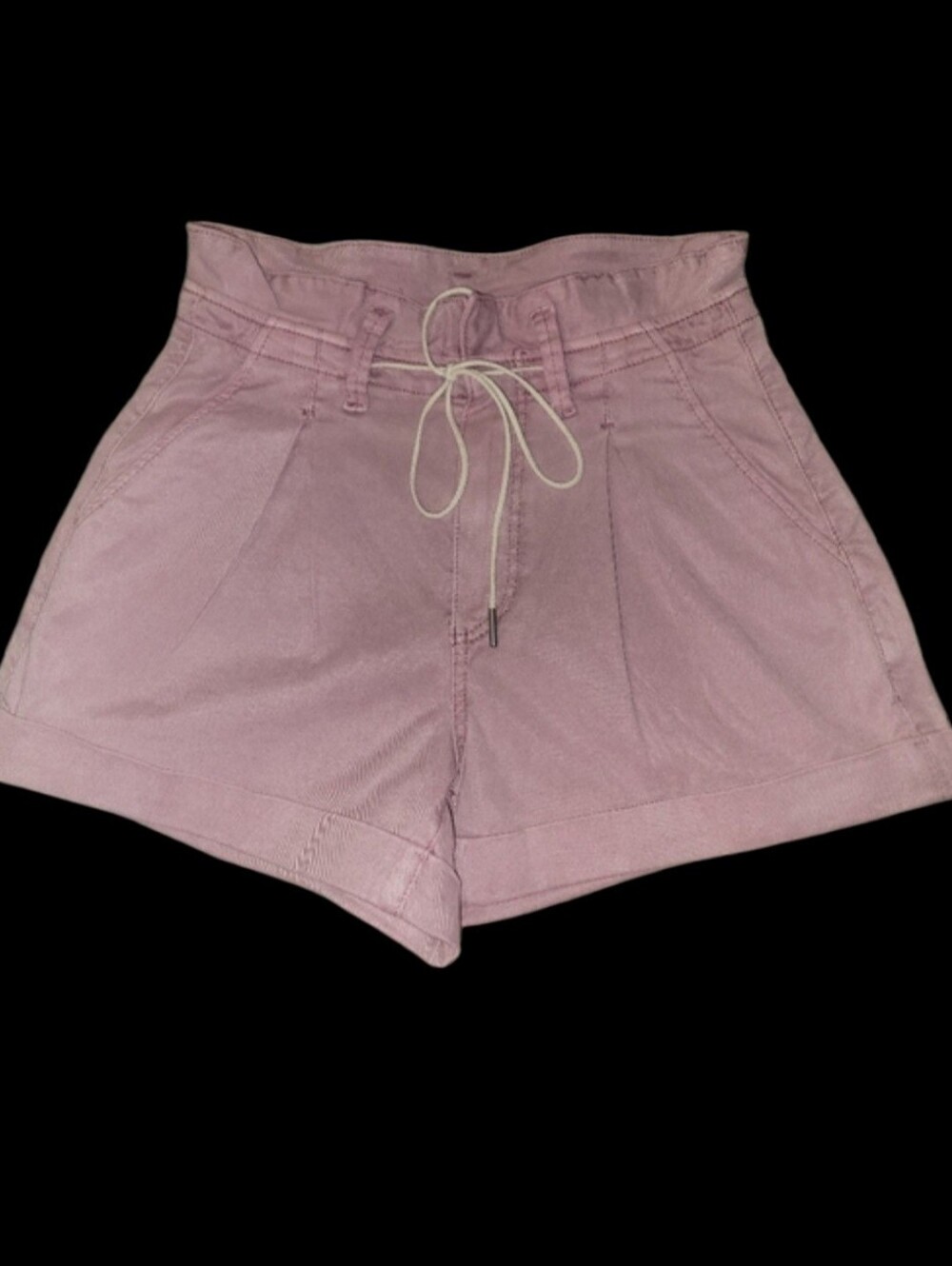 PAIGE Dusty Rose High-Waist Tie-Front Shorts